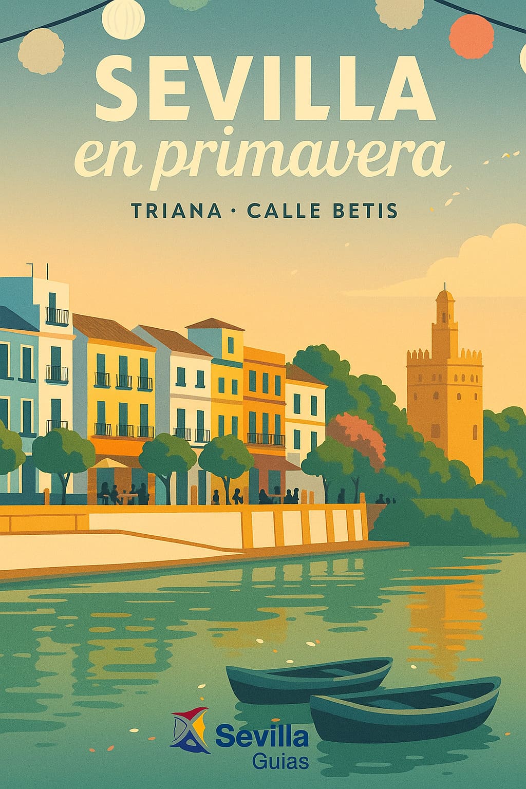 Póster Vintage Calle Betis de Sevilla en primavera