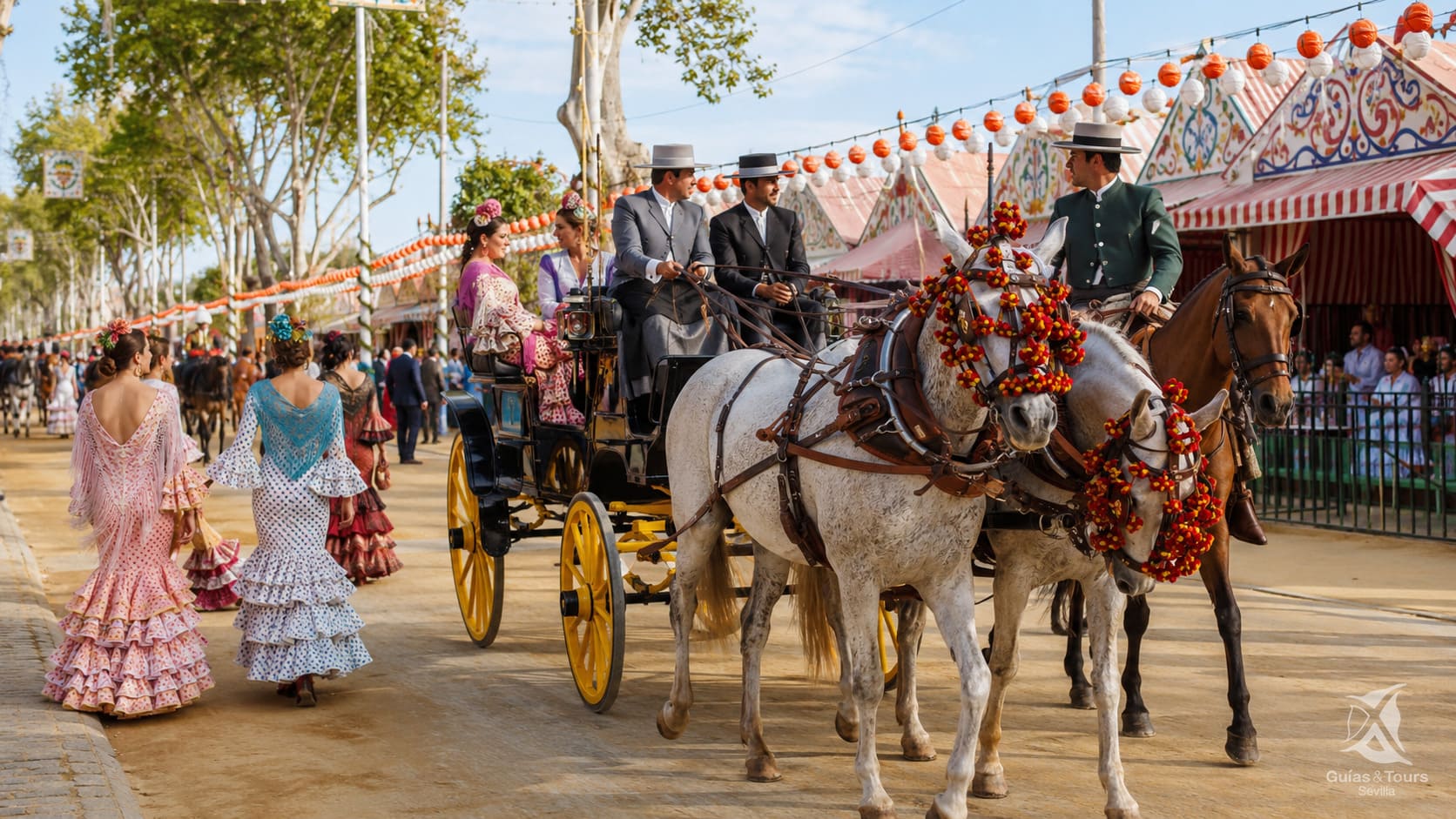 Desfile ecuestre en la feria sevillana
