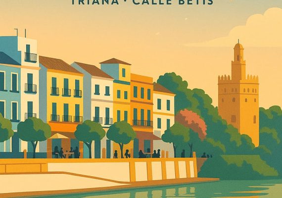 Póster Vintage Calle Betis de Sevilla en primavera