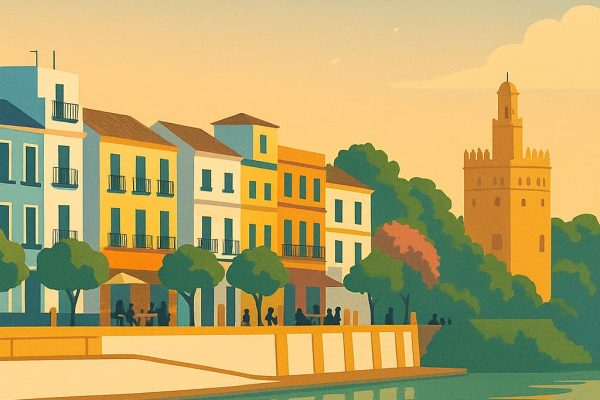 Póster Vintage Calle Betis de Sevilla en primavera